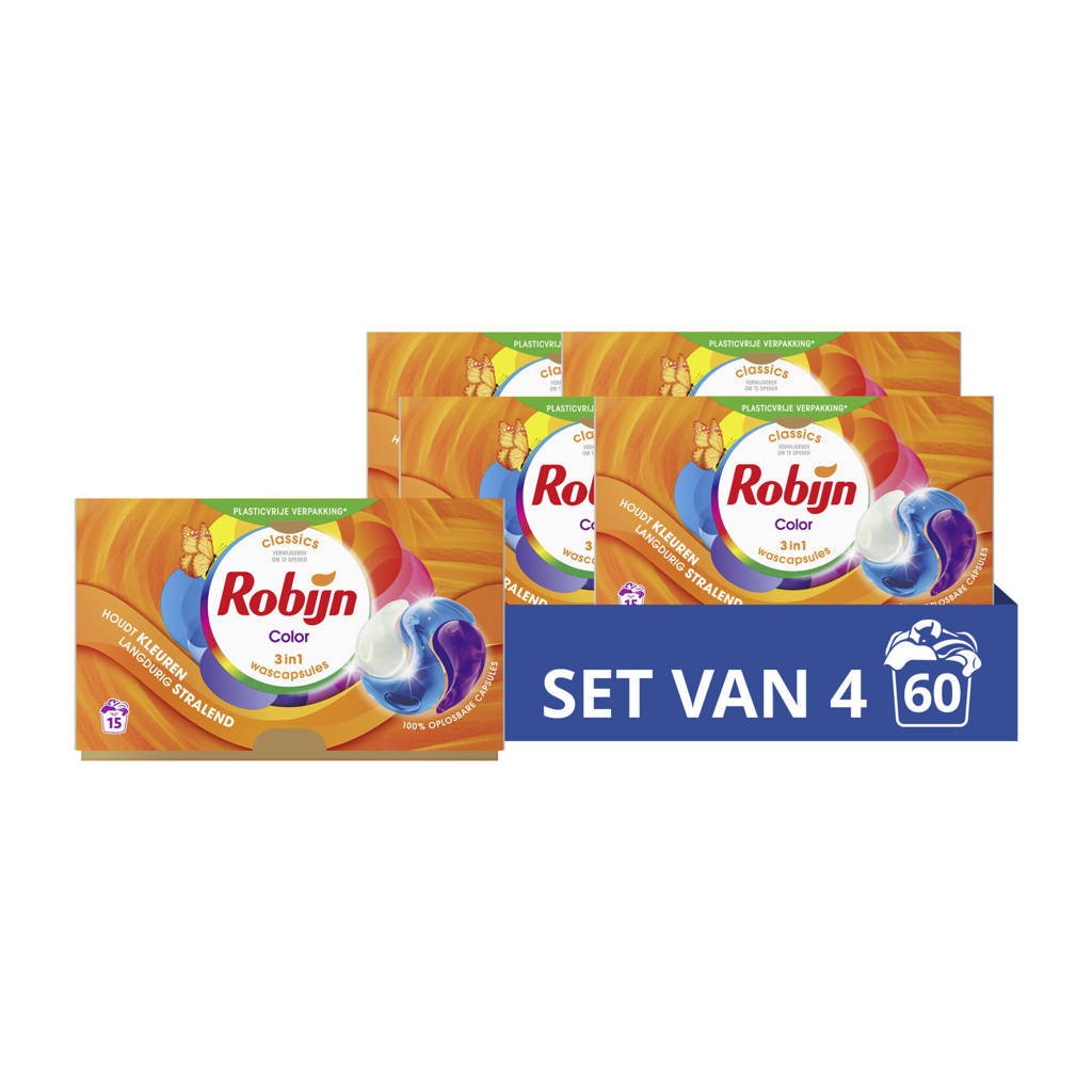 Aanrader3-in-1 wascapsules Color - 4 x 15 wasbeurten - 60 wasbeurten