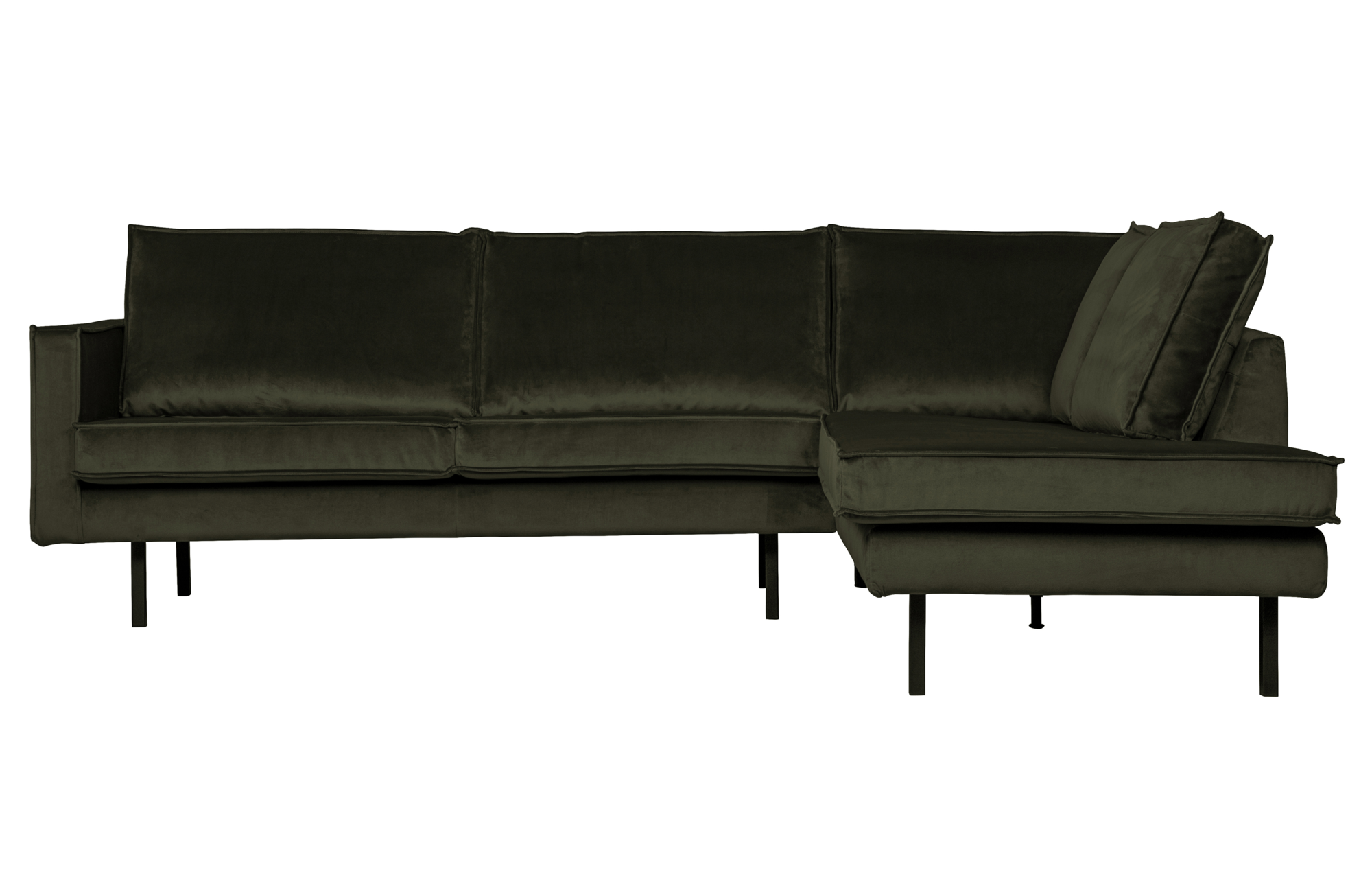 BePureHome hoekbank Rodeo fluweel Rodeo Hoekbank Fluweel Rechts - Dark Green Hunter