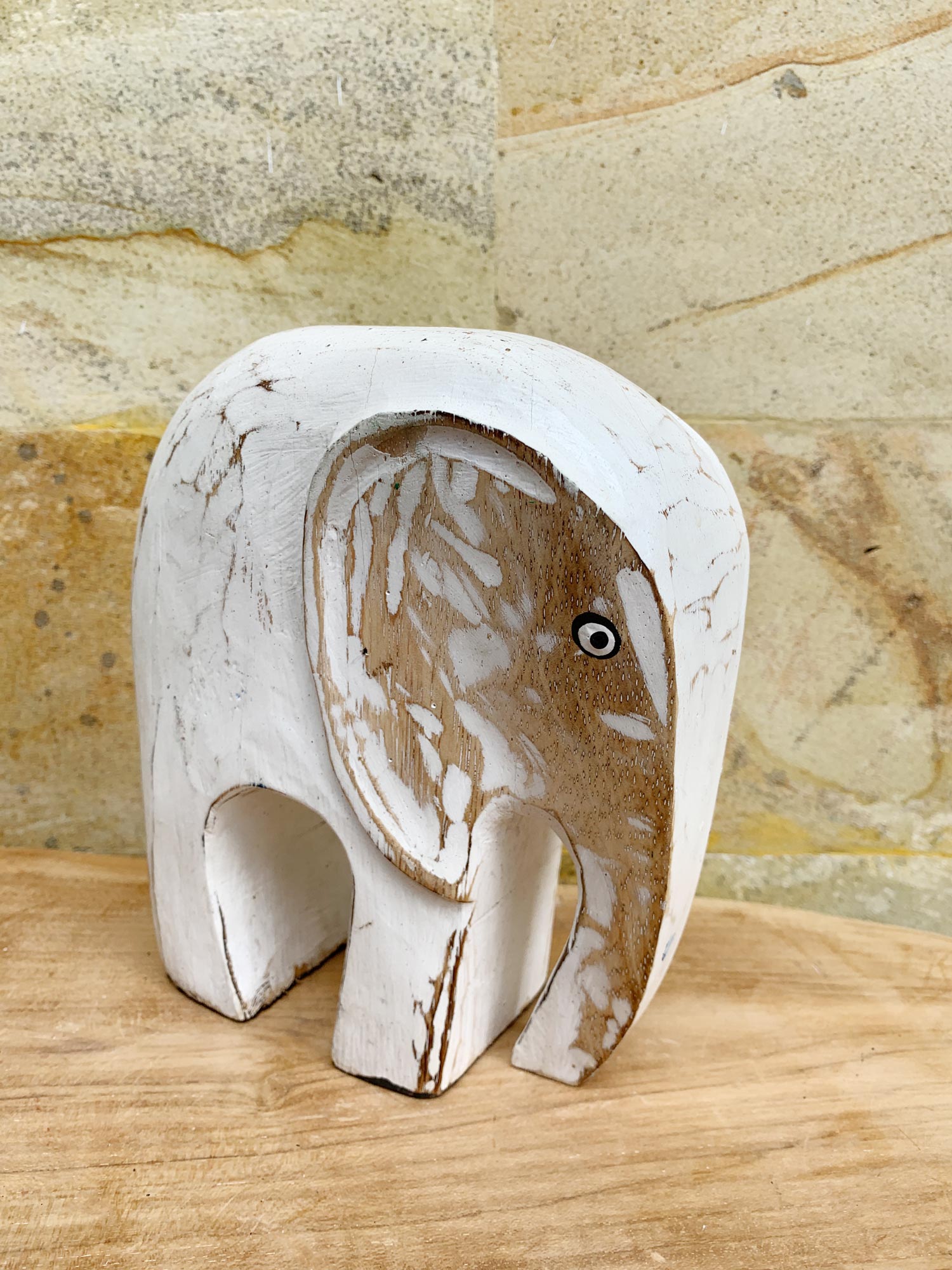 Figur 'Elephant', vintage weiß, B 17 cm, H 20 cm, L 7 cm von fischer's lagerhaus