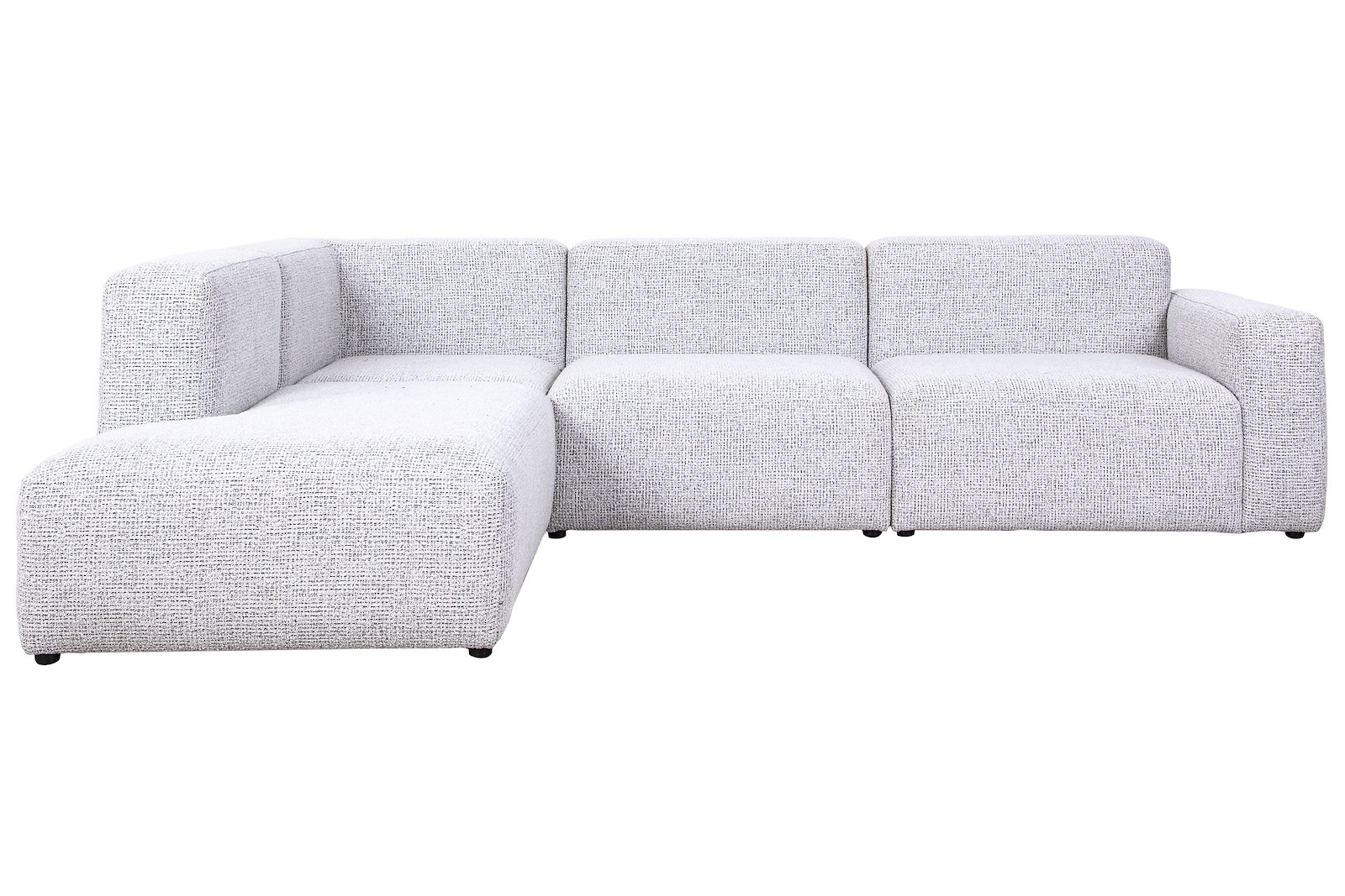 Cloud hjørnesofa 2,5-seter med åpen ende venstre. Tekstil Coco 80 hvit med sorte ben.