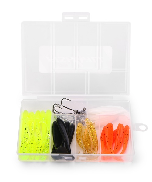 Boîte Leurre Souple & Tête Plombée Fish4all Swimma (35 pièces)
