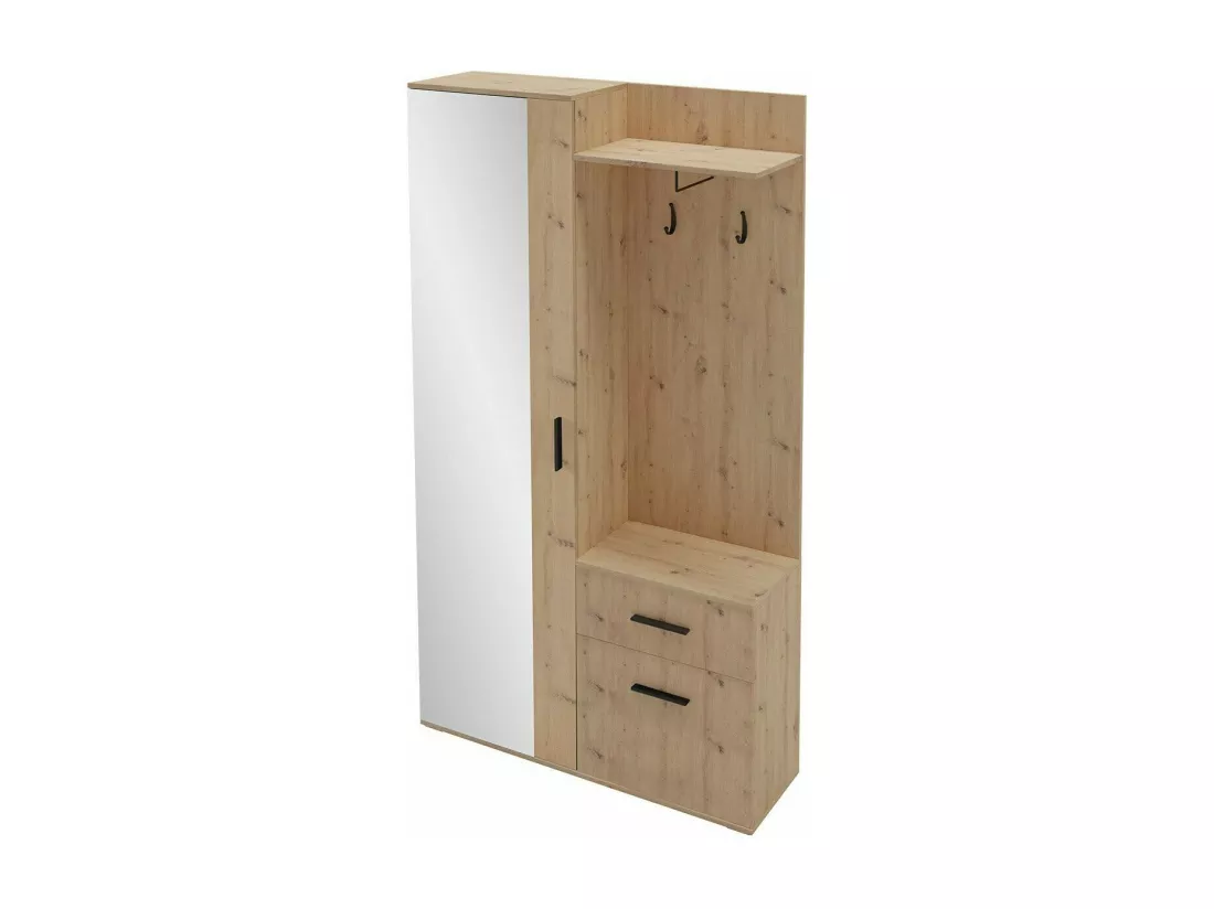 Meuble d'entrée Stanton 103, 195x97x30cm, Miroir, Chêne Artisan, Stratifié, À poser