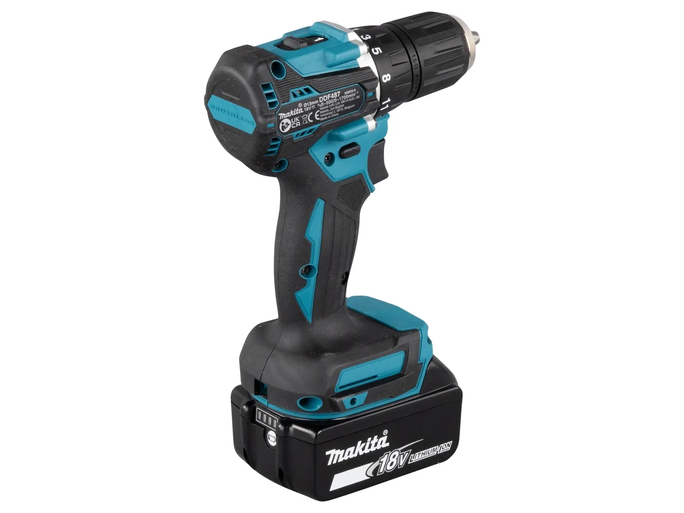 Makita DDF487RFE3 - Bor/driver - ledningfri - 2-hastigheders - nøgleløs borepatron 13 mm - 40 N·m - 3 batterier - 18 V