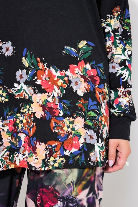 T-Shirt, Classic Fit, Blüten-Motiv, Langarm