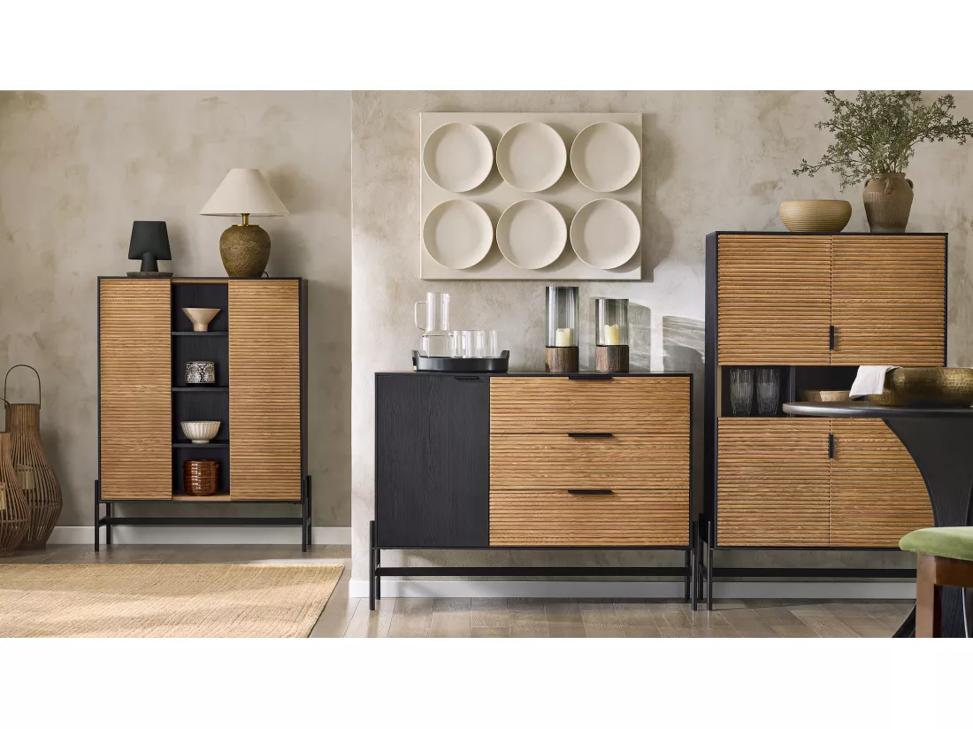 SoBuy Buffet de Cuisine, Armoire de Cuisine, Vaisselier Cuisine, Meuble de Rangement pour Cuisine, Salle à Manger, Salon, avec 3 Compartiments Ouverts, 84 x 40 x 132 cm, HFSB03-SCH