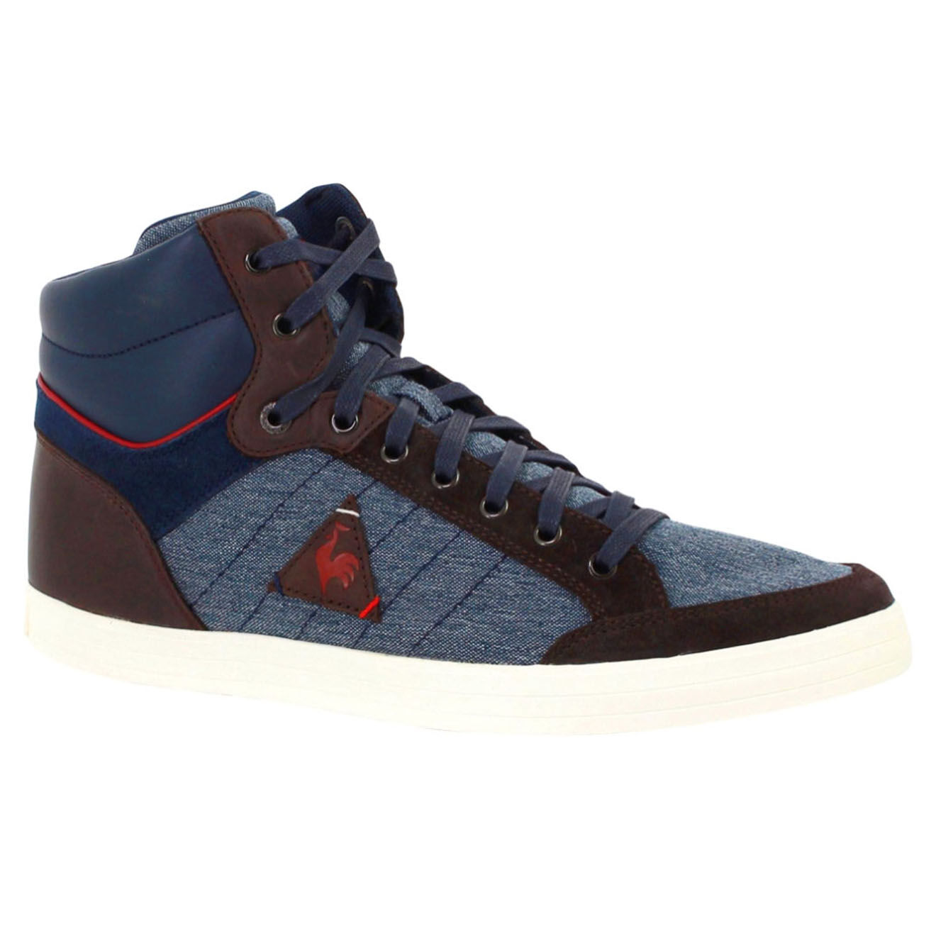 Le Coq Sportif Baskets en toile & Velours de Cuir Portalet bleu/marron