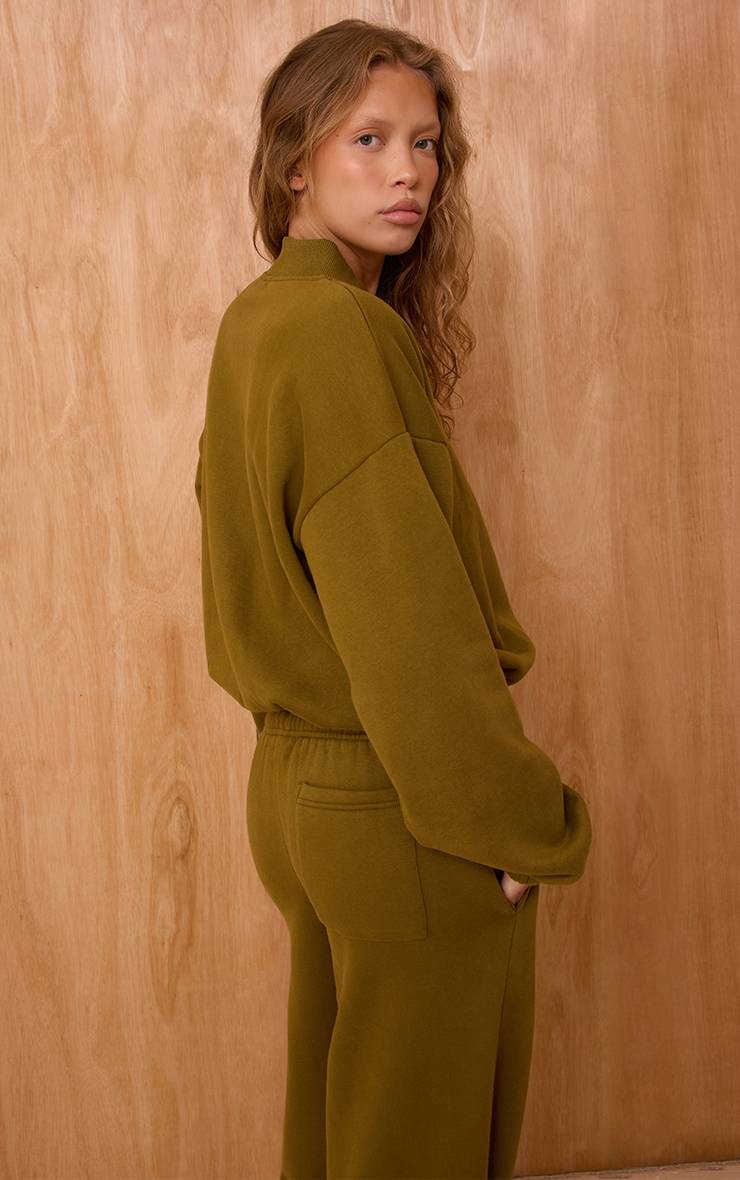 Vert Olive Veste Bomber Molletonnée