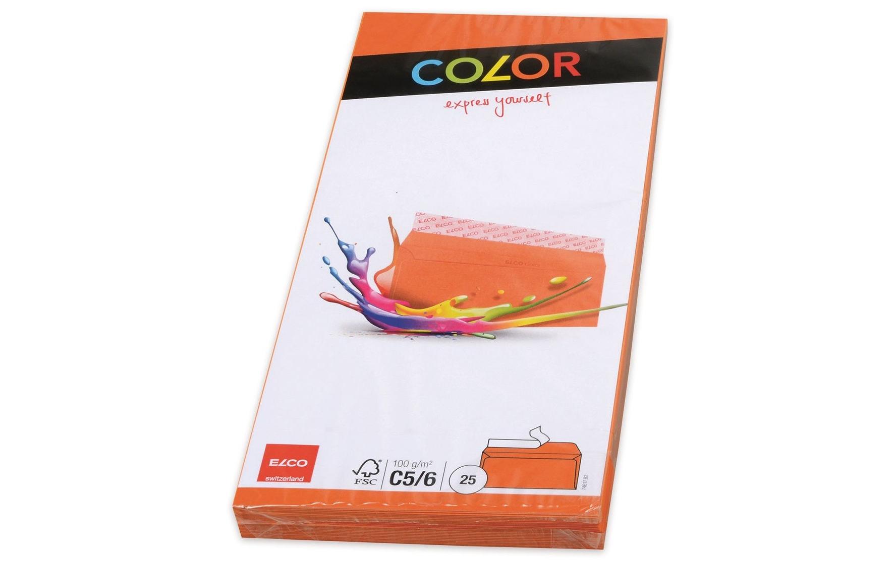 Couvert Color C5/6, Keine Fenster, 25 Stück, OrangeFarbige Briefumschläge von Elco