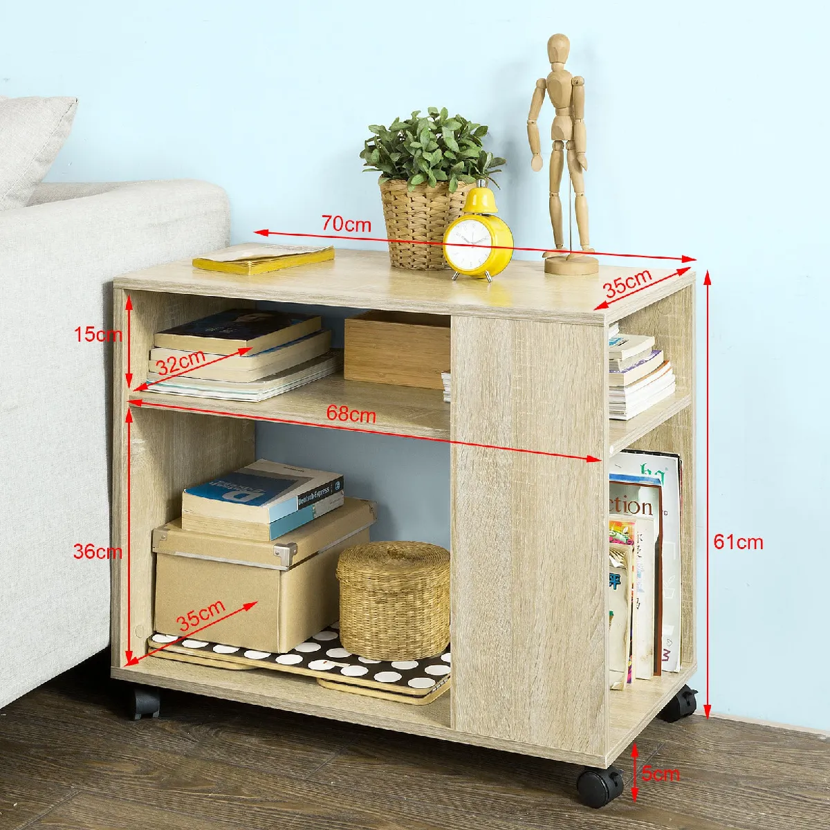 SoBuy FBT34-N Bout de Canapé Table Roulante