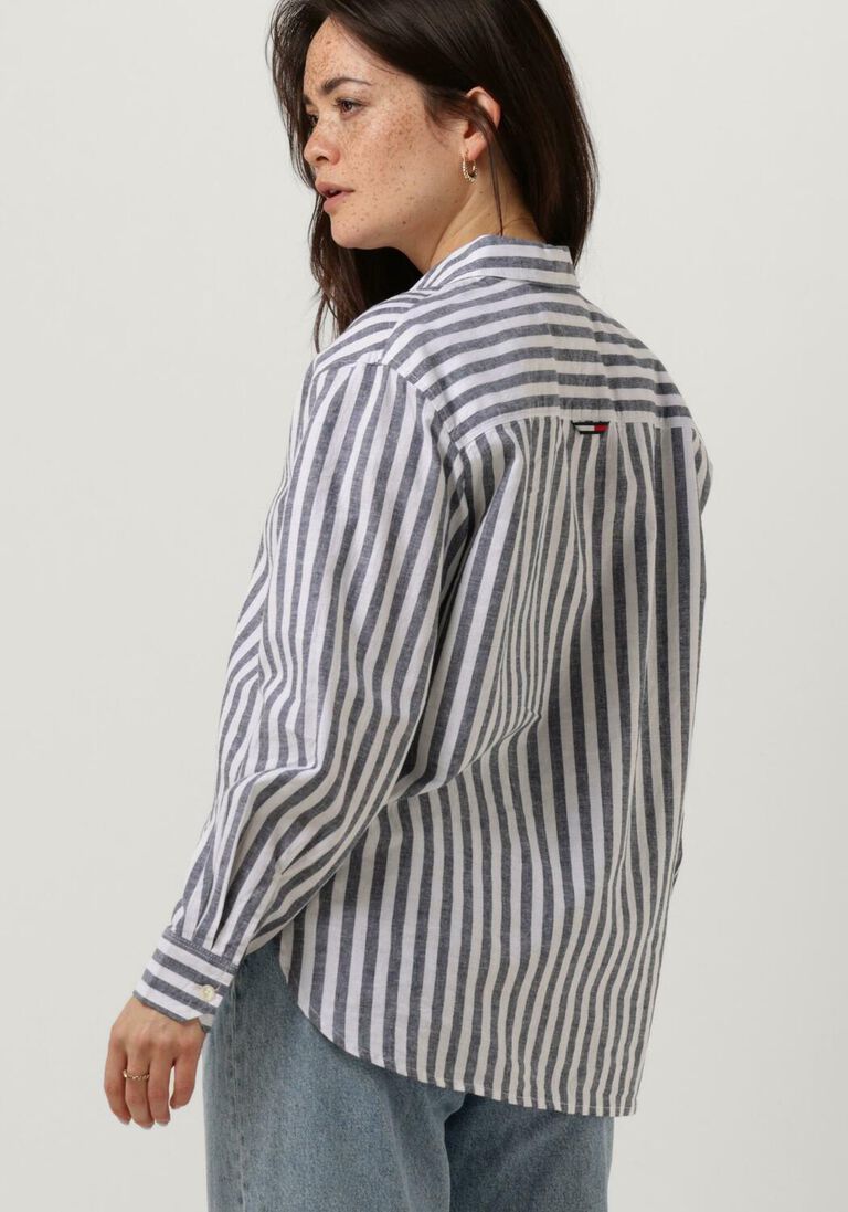 TOMMY JEANS blauw/wit gestreepte tommy jeans blouse tjw striped linen blend bf shirt