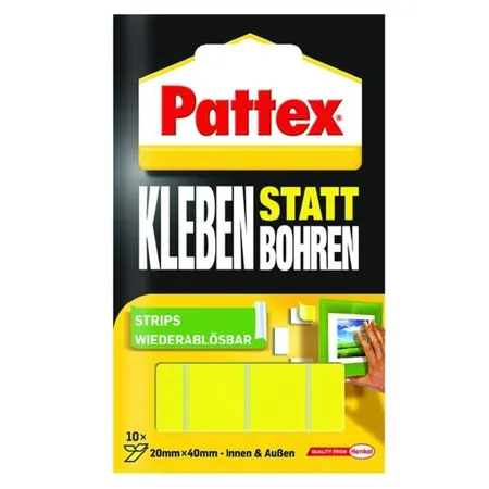 Pattex Klebestrips, Kleben statt Bohren, wieder ablösbar, 10 Strips
