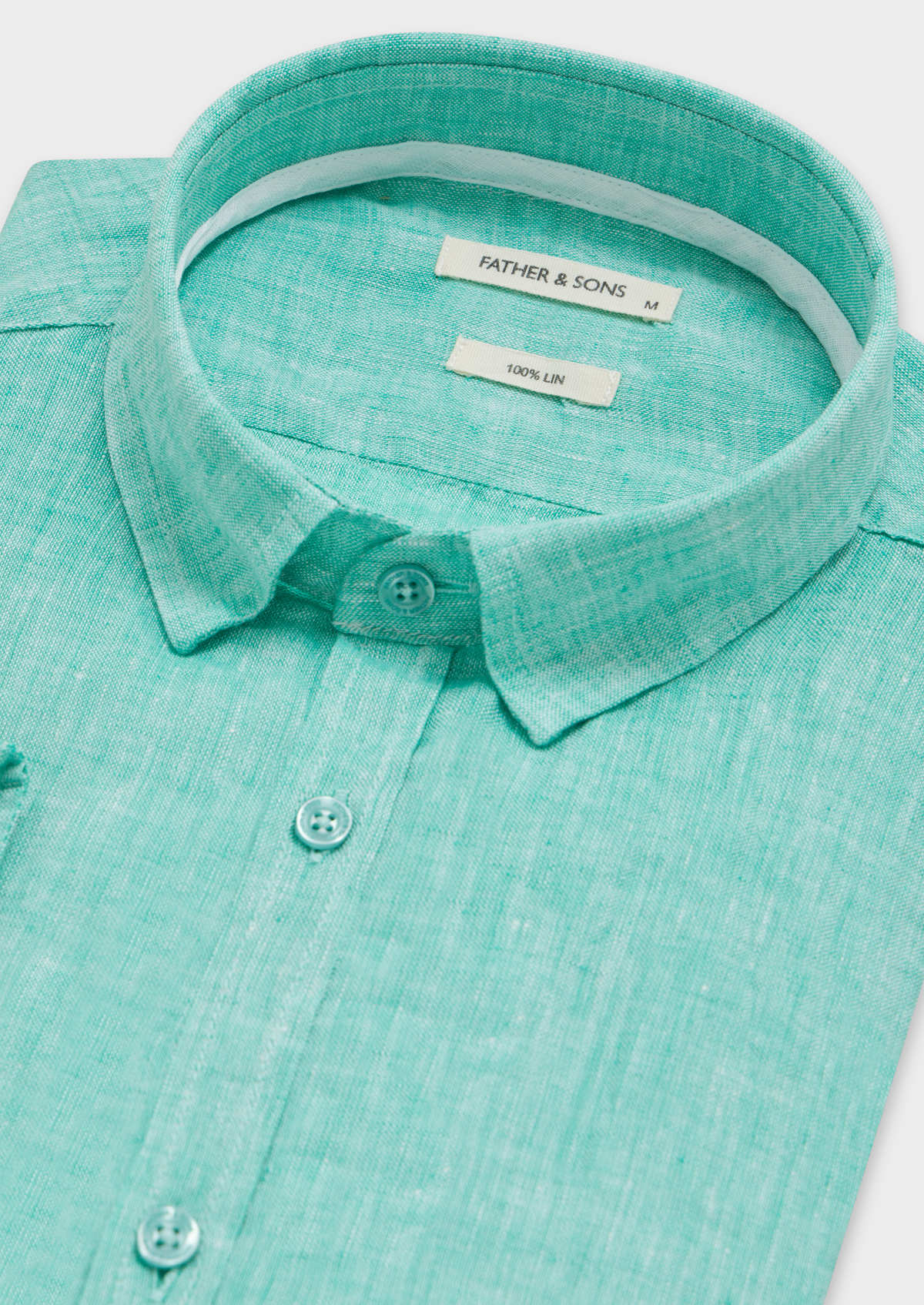 Chemise sport Slim en lin uni vert d'eau