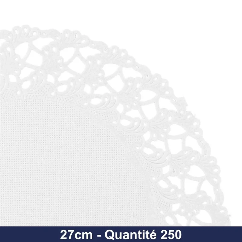 GDP - Napperon dentelle rond en papier - Blanc - 27cm - x250