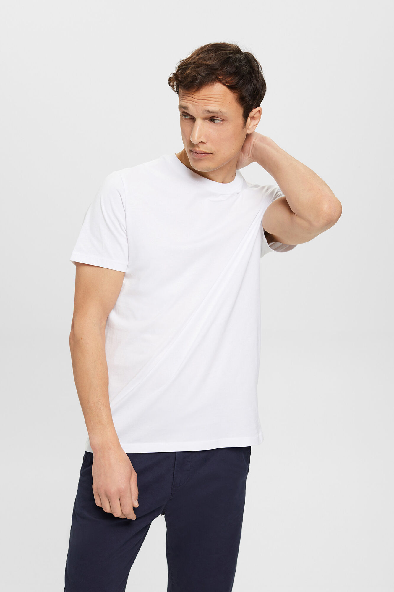 Camiseta básica de algodão com modelagem slim - Branca