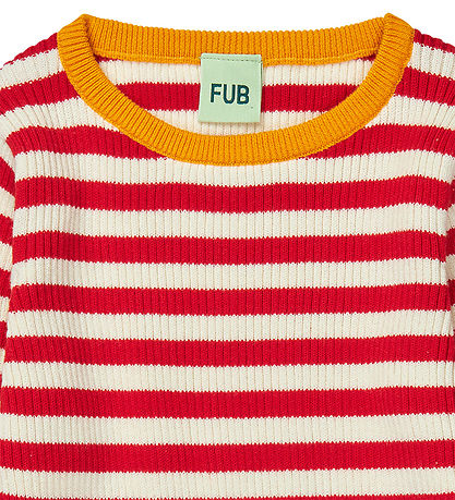 FUB Bluse - Rib - Ecru/Ruby Rot