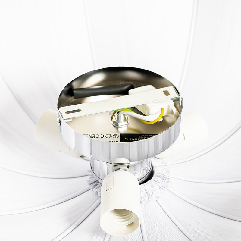Japandi plafondlamp grijs zijden 52cm 3-lichts - Plu