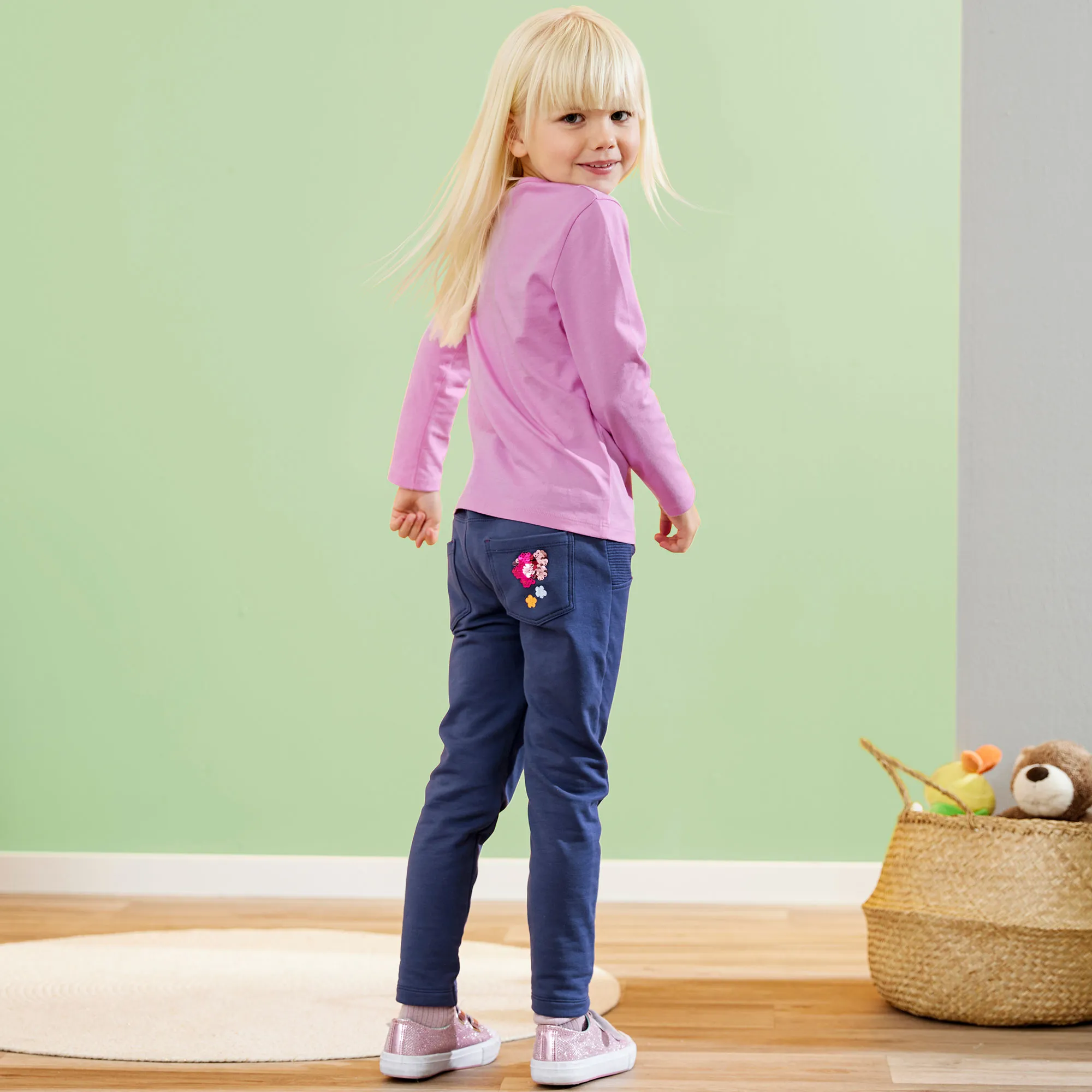 Mädchen-Sweat-Leggings mit Wendepailletten