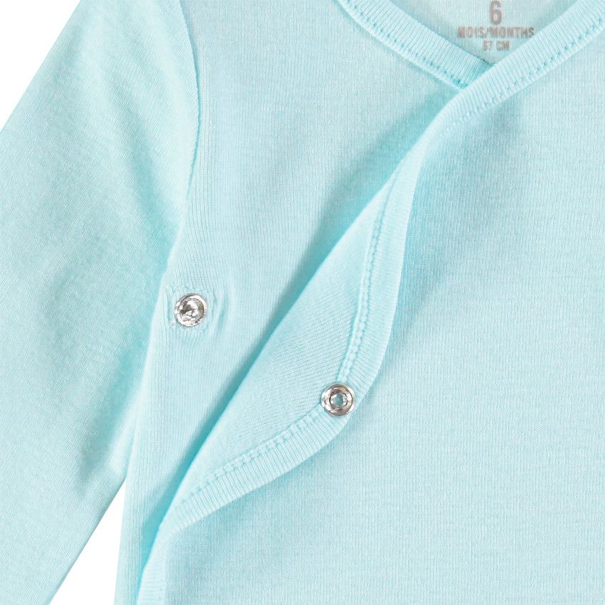 Lot de 7 bodies unis manches longues en coton bio - Bleu