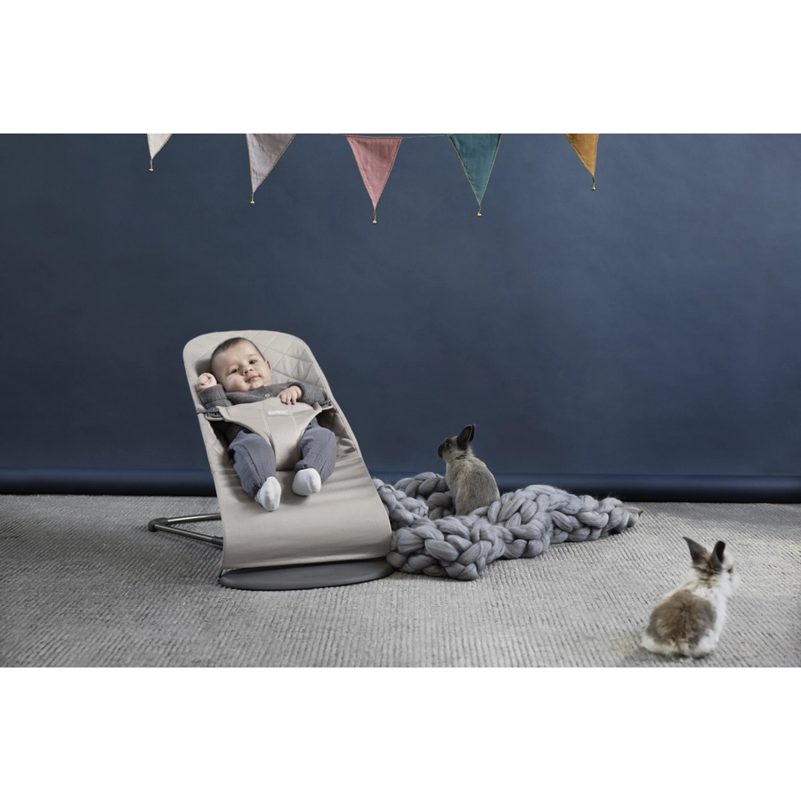 BABYBJÖRN Babywippe Bliss Antracite Cotton mit Holzspielzeug