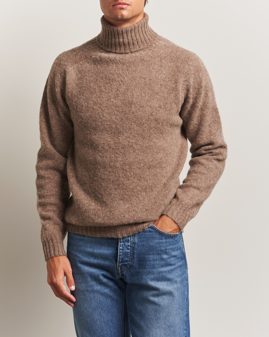 Harley Of Scotland Brushed Supersoft Lambswool Rollneck Tundra