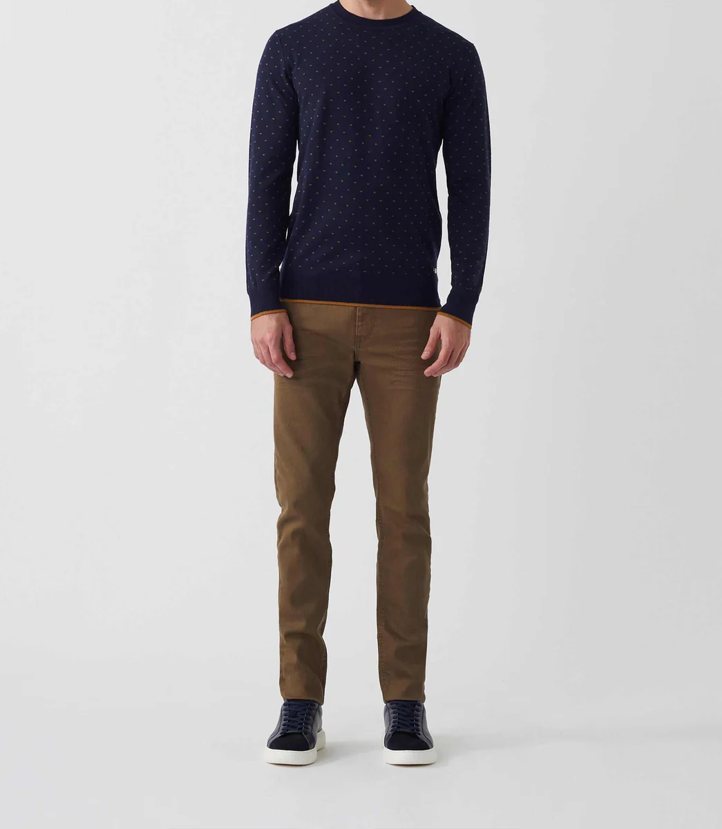 Pull col rond marine 