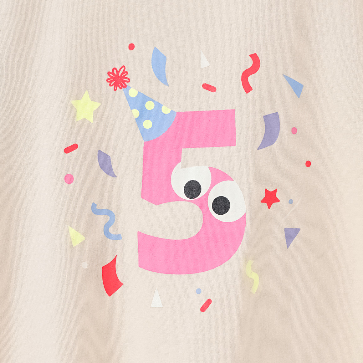 Topolino Mädchen T-Shirt mit Geburtstagszahl 5 beige