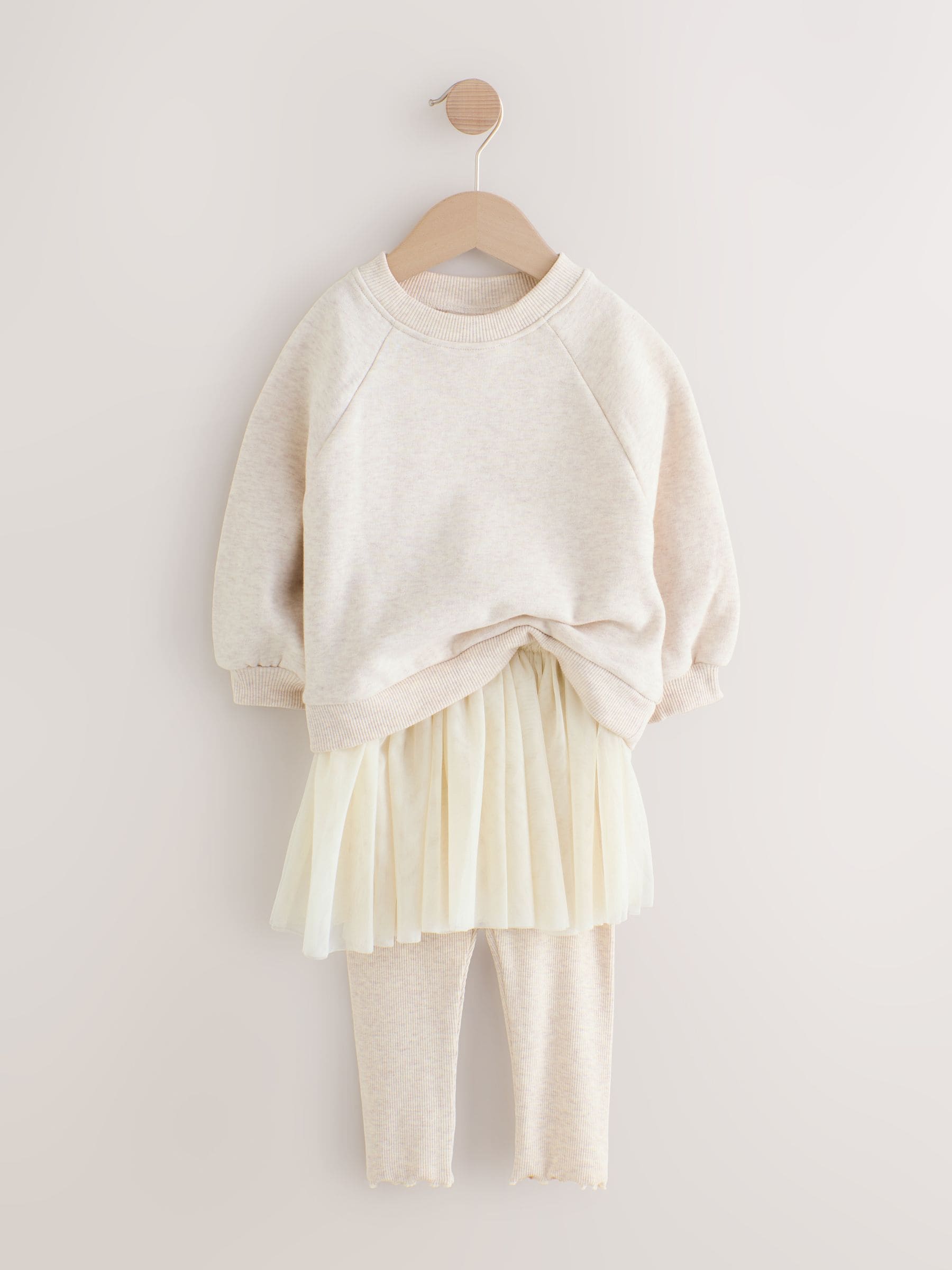 Neutraal - 2 -delige Set van Sweatshirt, Rok en Leggings (3mnd-7jr)