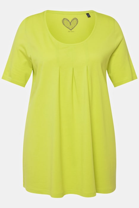T-Shirt, Zierfalten, A-Linie, Rundhals, Halbarm, Modal