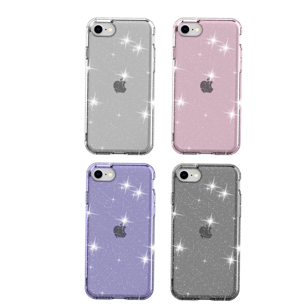 iPhone SE (2022/2020) / 8 / 7 / 6S Gummi Case Schutzhülle im Glitzer Design - Rosa / Transparent