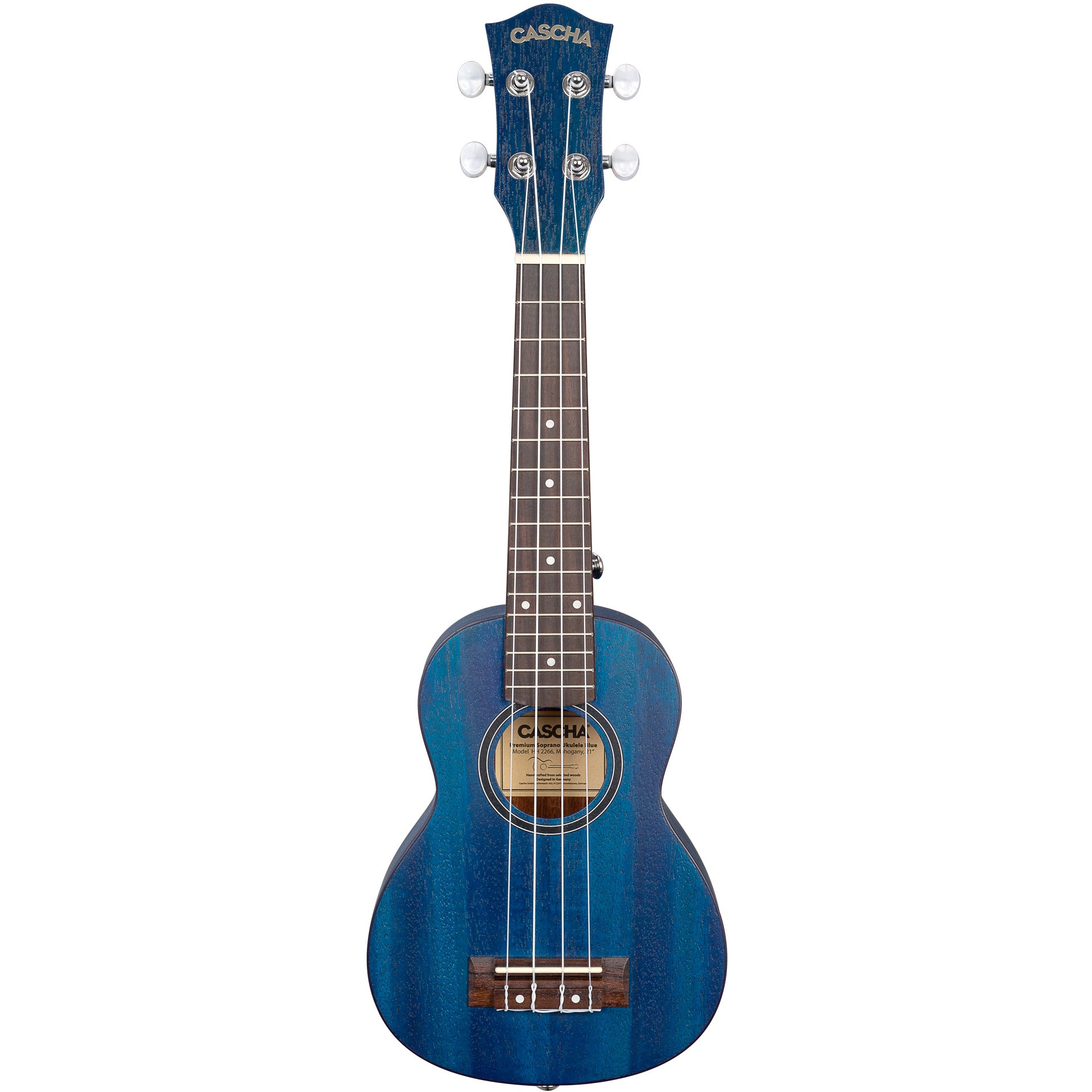 Cascha HH 2266 premium sopraan ukelele blauw met tas en plectra