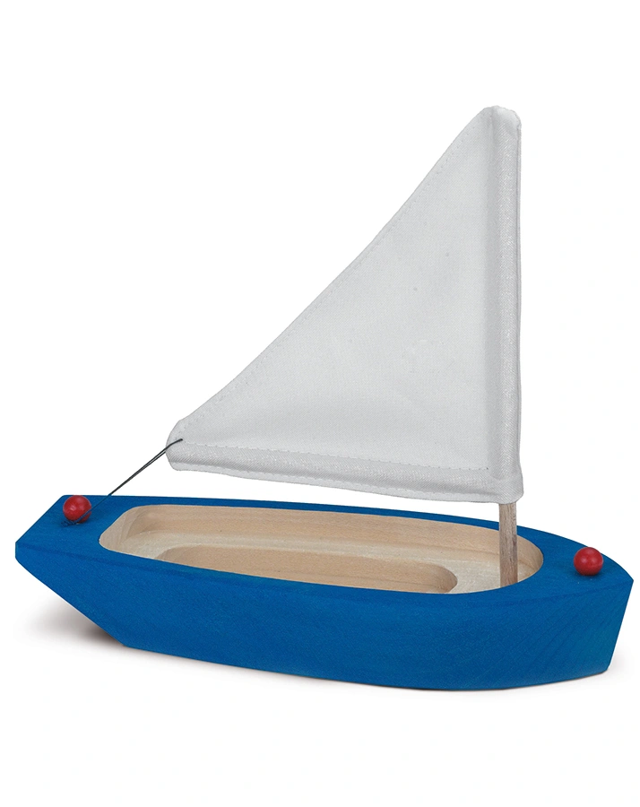 Holzboot SEGELSCHIFF in blau