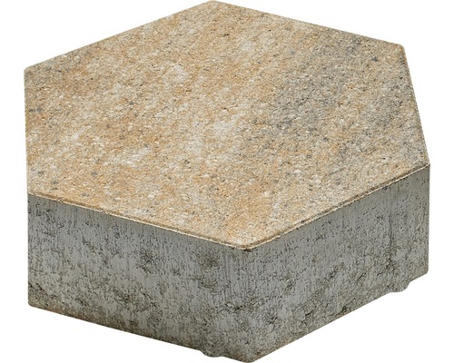 Straatsteen, in elkaar grijpende straatsteen, honingraat 6-zijdig, schelpkalksteen, 24,8 cm x 21,5 cm x 8 cm