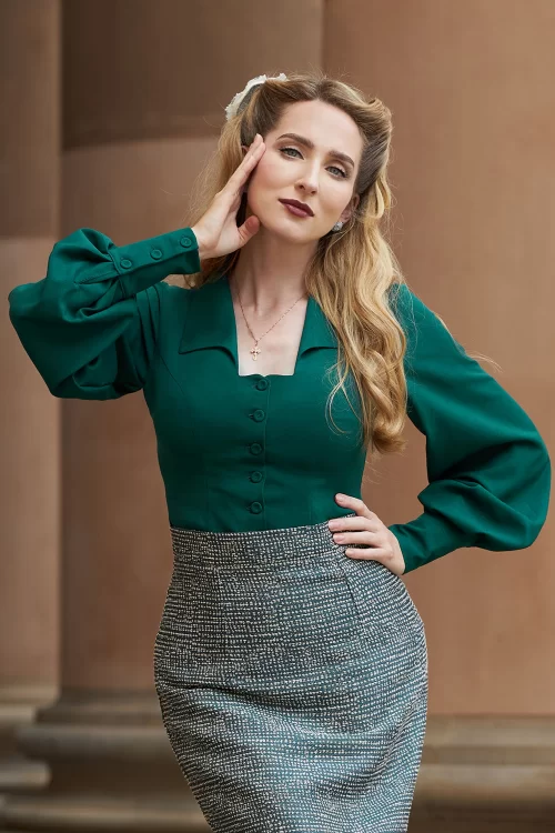 Miss Candyfloss Arien Gia blouse in emerald