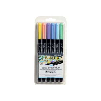 Lyra Aqua Brush Duo - 6 Feutres pinceaux - différentes couleurs pastels