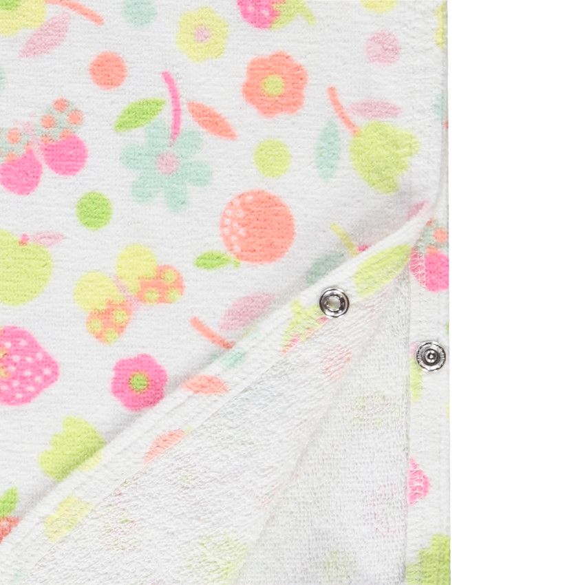 Cape de bain en éponge imprimé fruits et fleurs pour bébé fille - Blanc