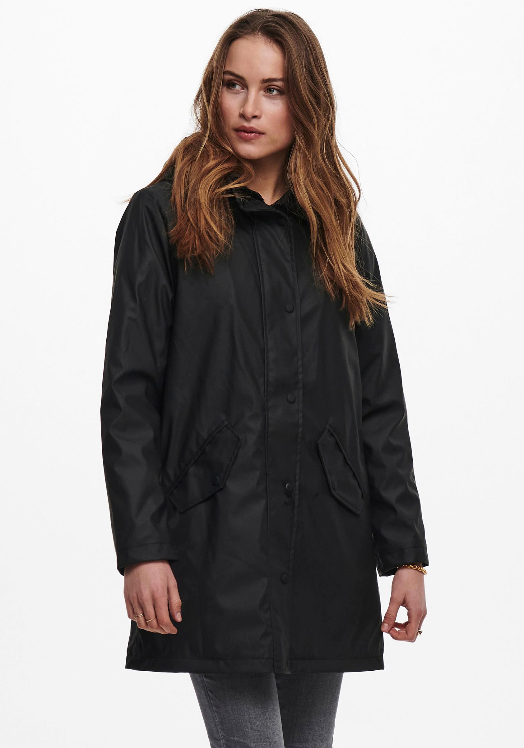 ONLY Funktionsmantel »ONLSALLY RAINCOAT OTW NOOS«, mit Kapuze und Teddyplüschfutter