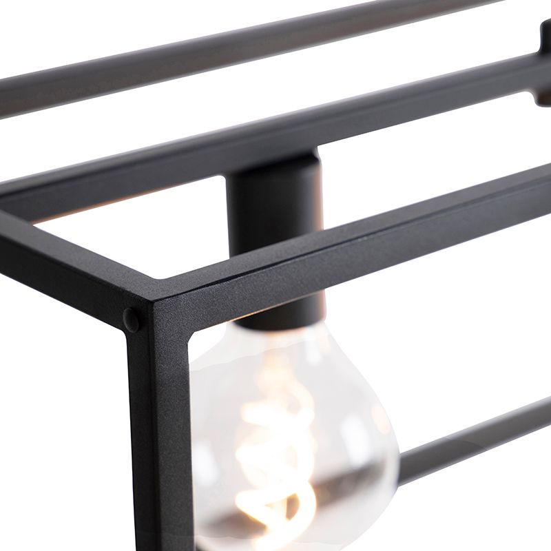Moderne rechthoekige hanglamp zwart 5-lichts - Cage