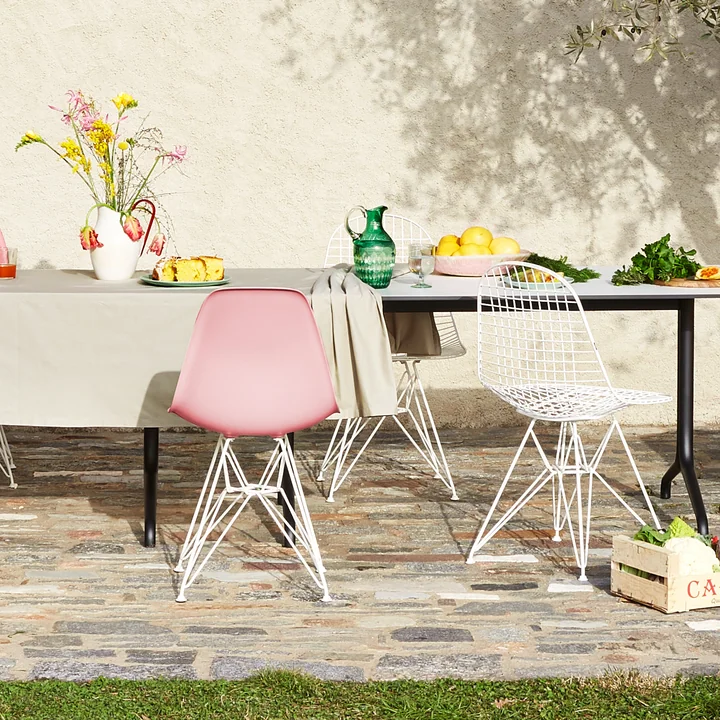 Vitra - Eames Plastic Side Chair DSR RE, meerblau / himmelblau (Kunststoffgleiter basic dark)