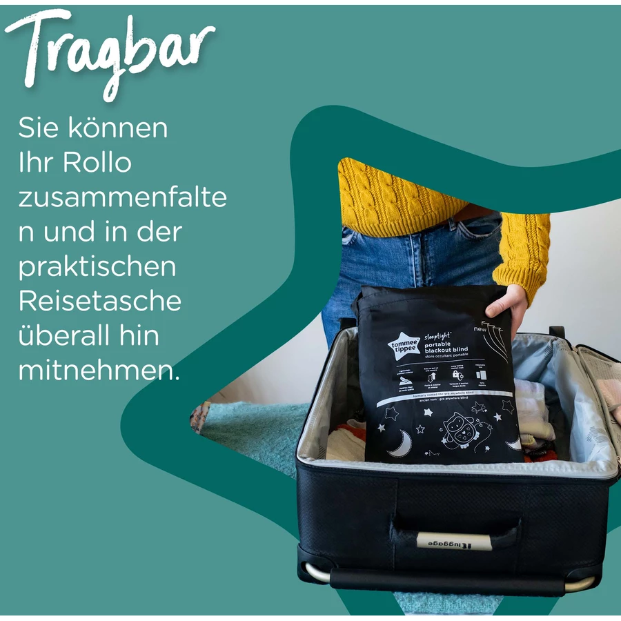 Tommee Tippee Verdunklungsrollo Sleeptime tragbar  für Unterwegs, schwarz, Größe: L