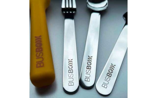 BusBoxx Besteckset 3-teilig mit elastischer Hülle bestehend aus Messer / Gabel / Löffel