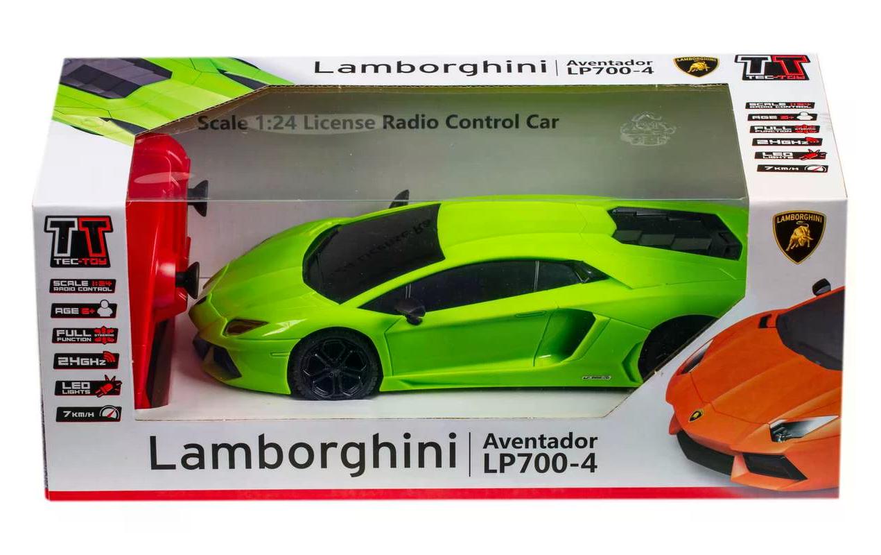 Auto Lamborghini Aventador LP 700-4 mit Licht, Grün, 1:24Ferngesteuerter Sportwagen mit Licht für Kinder ab 6 Jahren