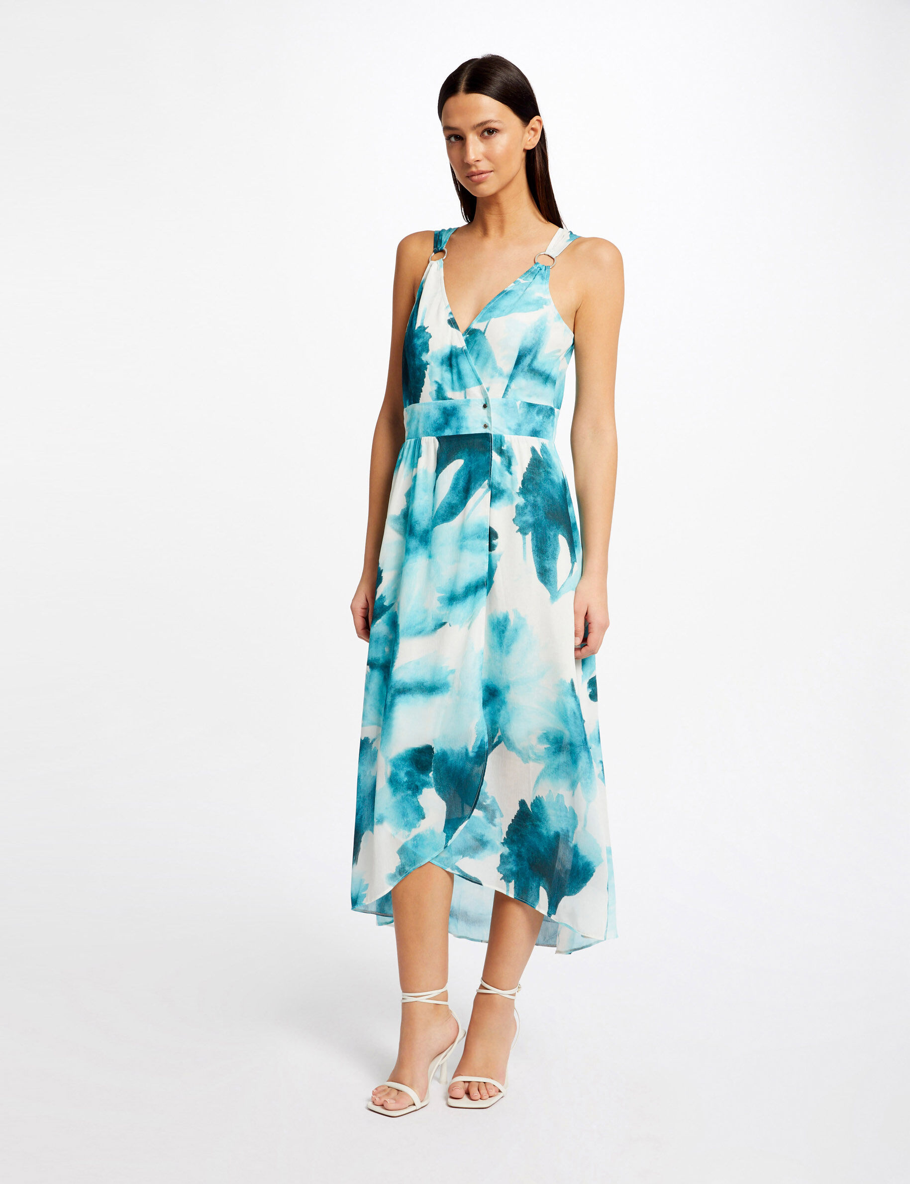 Robe longue portefeuille imprimée multico femme - multico