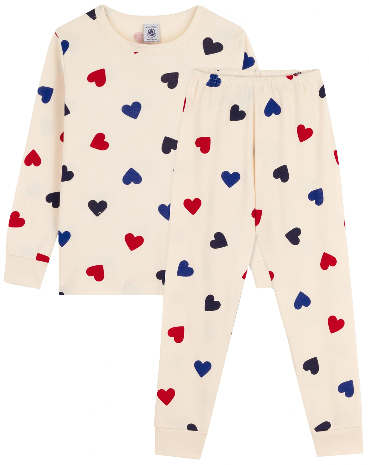 Schlafanzug HEARTS lang in beige