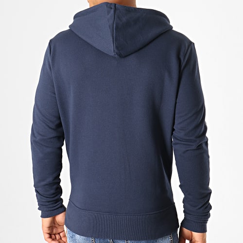 Sweat Zippé Capuche A Bandes HWK 0708 Bleu Marine