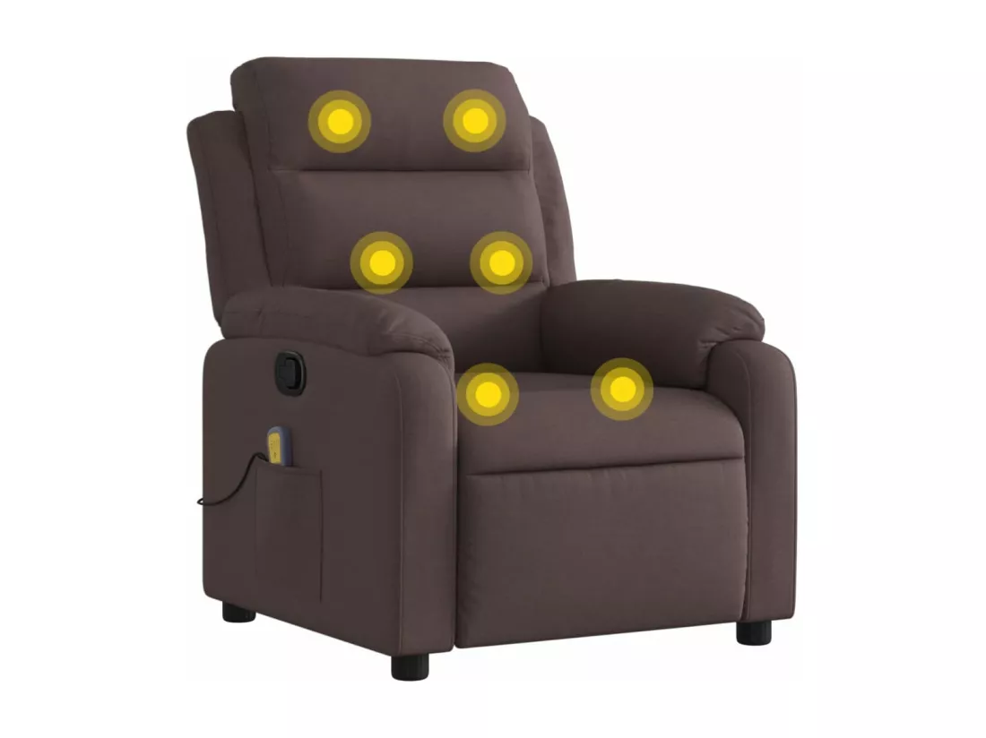 Fauteuil massant inclinable Marron foncé Tissu