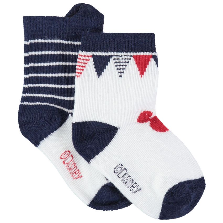Lot de 2 paires de chaussettes assorties esprit marin - Bleu marine