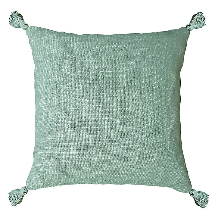 Coussin pompoms GoodHome vert L.45 x l.45 cm