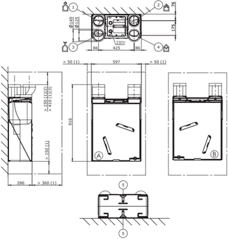 Itho Daalderop - HRU ECO 200 - Ventilatieunit - Warmteterugwinning - Euro Stekker
