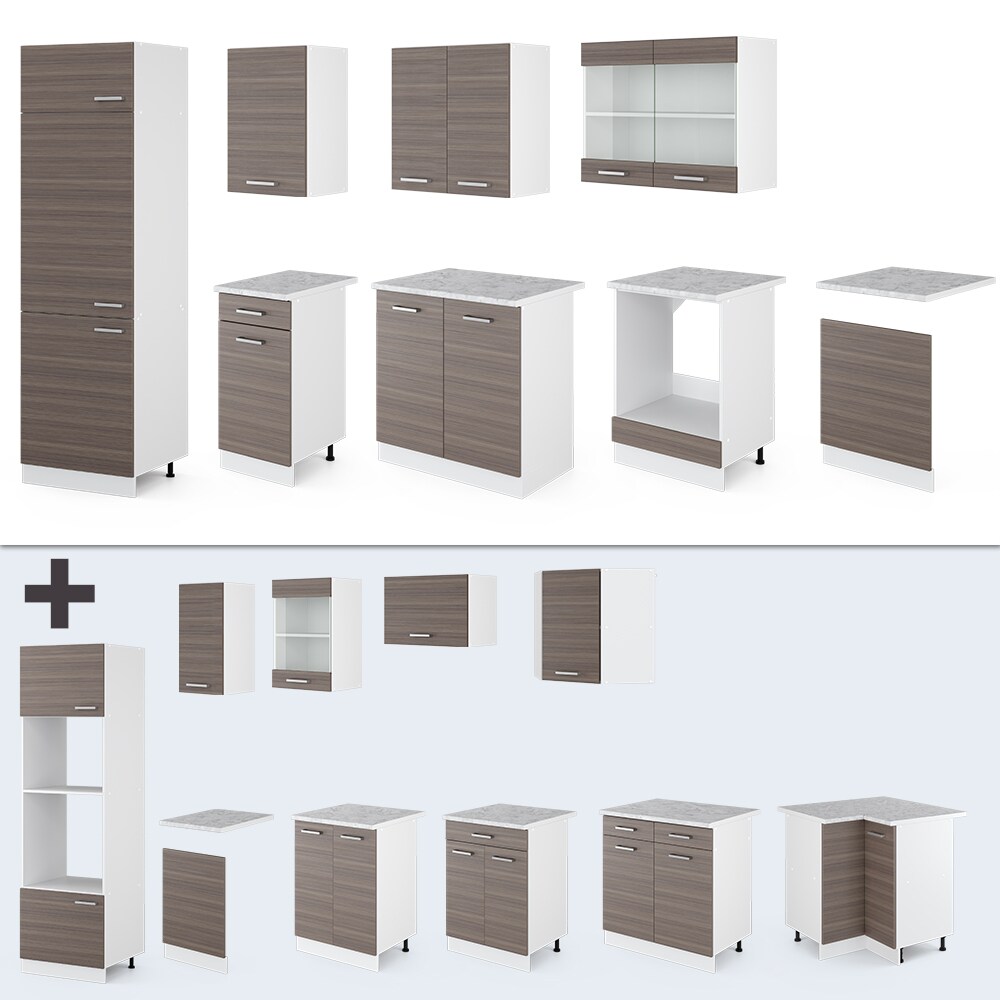 VICCO KÜCHE R-LINE 300 CM KÜCHENZEILE KÜCHENBLOCK EINBAUKÜCHE – EDELGRAU