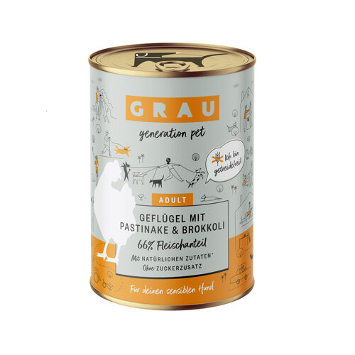 Grau Adult Hondenvoer - Gevogelte met pastinaak en broccoli - Blik